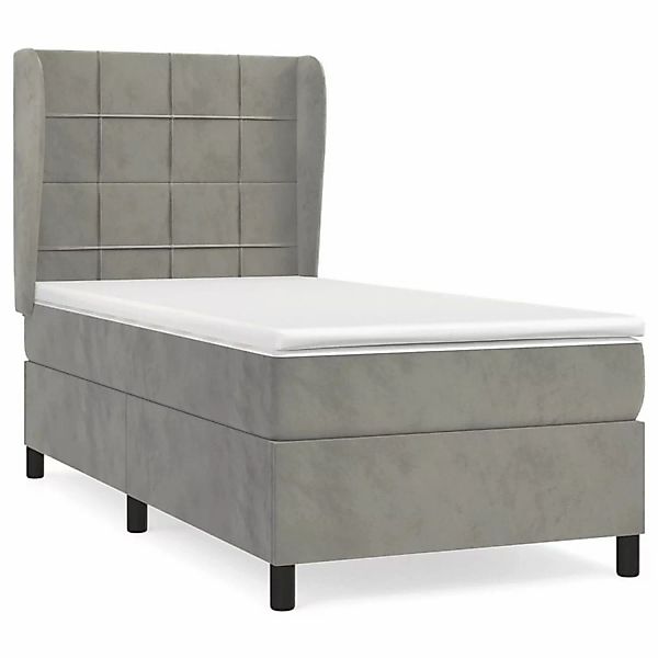 Vidaxl Boxspringbett Mit Matratze Hellgrau 100x200 Cm Samt günstig online kaufen