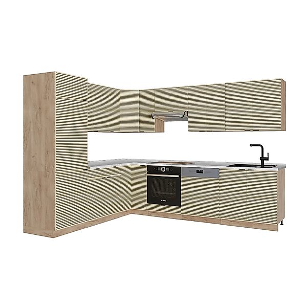 Vicco Fame-Line Eckküche Eiche Paneel/Goldkraft Eiche 227 x 287 cm AP Marmo günstig online kaufen