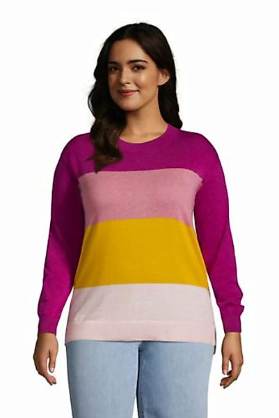 Colorblock Feinstrick-Pullover Rundhals aus Baumwolle in großen Größen, Dam günstig online kaufen