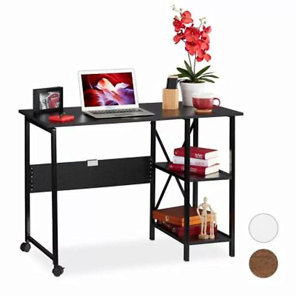 relaxdays Schreibtisch klappbar mit Ablagen schwarz günstig online kaufen