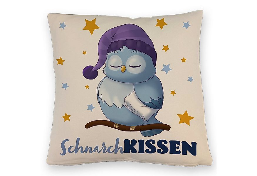 speecheese Dekokissen Schlafende Eule Kissen mit Leinenoptik Spruch Schnarc günstig online kaufen