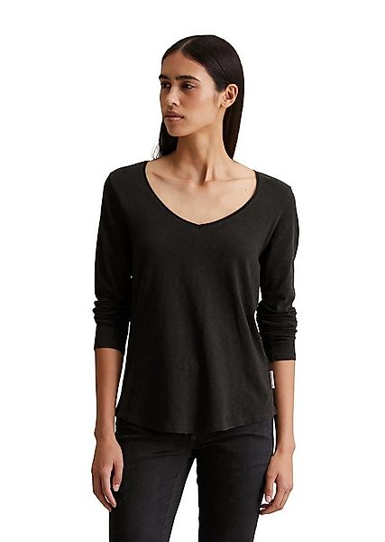 Marc O'Polo DENIM Langarmshirt mit Rollkante am V-Ausschnitt günstig online kaufen
