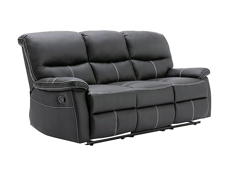 Relaxsofa 3-Sitzer - Kunstleder - Schwarz - CANBY günstig online kaufen