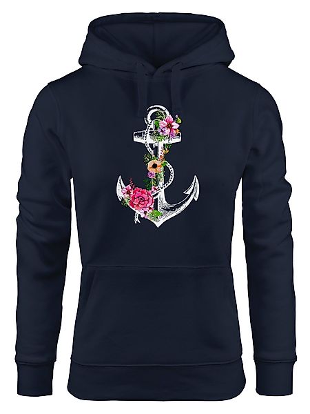 Neverless Hoodie Damen Hoodie Anker Blumen günstig online kaufen