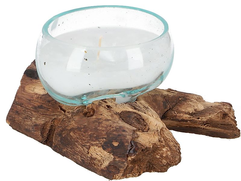 Guru-Shop Windlicht Wurzelholzvase mit Kerze, Teelichtglas günstig online kaufen