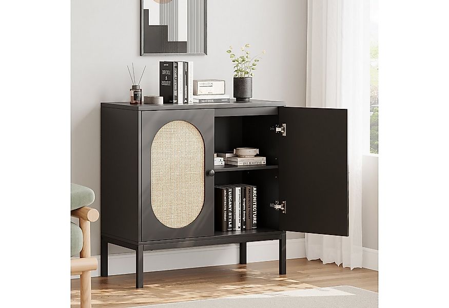 GarveeMore Sideboard Küchenschrank,mit 2 Türen aus Rattan, Kommode,mit Einl günstig online kaufen