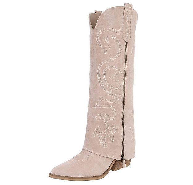 Ital-Design Hochwertige Damen-Stiefel mit Blockabsatz und Details Westernst günstig online kaufen