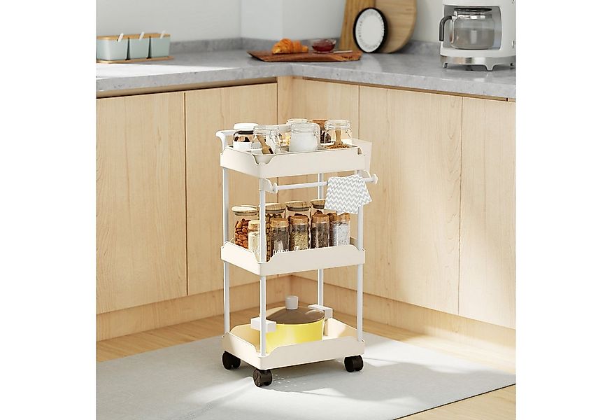 HOMCOM Küchenwagen mit 3 Ebenen, hängenden Körben, Tuchhalter, (Servierwage günstig online kaufen
