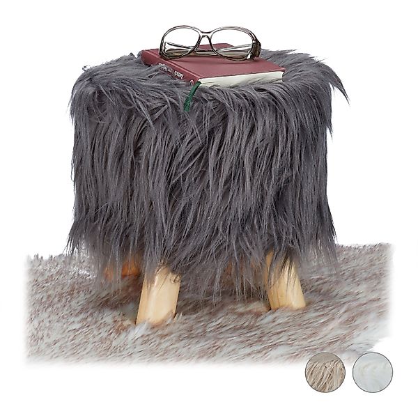 relaxdays Hocker Fell Hocker, Grau günstig online kaufen