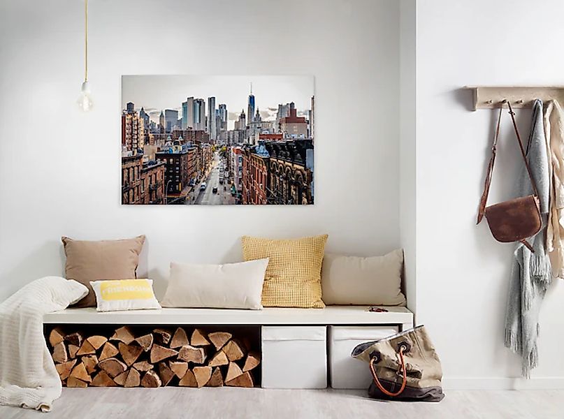 Bricoflor Leinwand New York Skyline Urbanes Wandbild In Beige Und Rosa Für günstig online kaufen