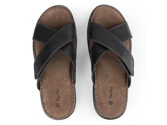 TIESTRA Herren Leder-Sandalen mit Klettverschluss,Offener Zeh,Weiche günstig online kaufen