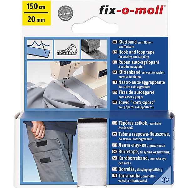 Fix-o-moll Klettband zum Nähen weiß 150 cm 20 mm günstig online kaufen