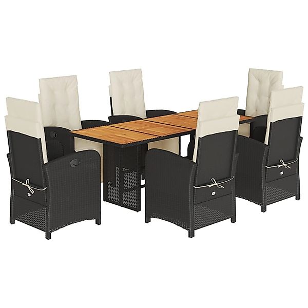 vidaXL 7-Tlg Garten-Essgruppe mit Kissen Schwarz Poly Rattan 3212502 günstig online kaufen