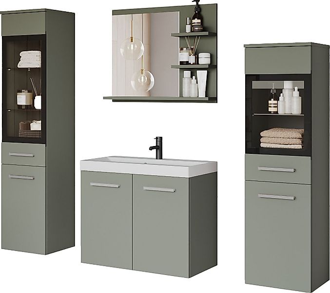welltime Badmöbel-Set MADRIT, (Komplett-Set, 5-St., mit Waschbecken), Wasch günstig online kaufen