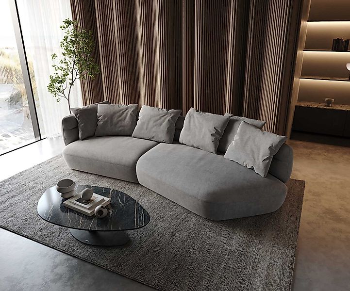 Sofa Roya 320x140 cm Mikrofaser Grau günstig online kaufen