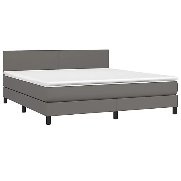vidaXL Boxspringbett mit Matratze & LED Grau 160x200 cm Kunstleder 3134115 günstig online kaufen