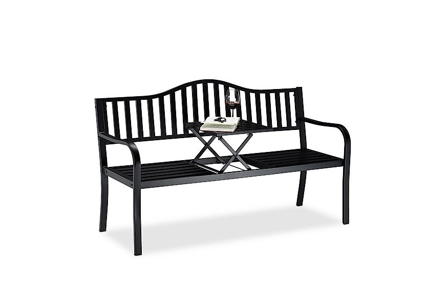 relaxdays Gartenbank mit ausklappbarem Tisch günstig online kaufen