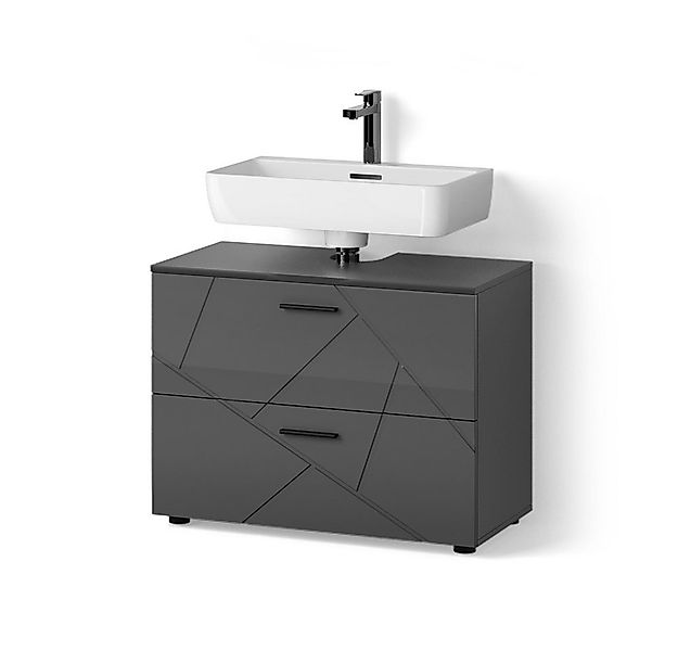 Livinity® Waschbeckenunterschrank Ronco, Anthrazit Hochglanz/Anthrazit, 80 günstig online kaufen