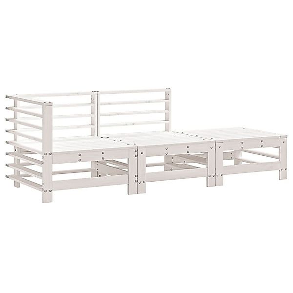 vidaXL Sofaelement 3-tlg. Garten-Lounge-Set Weiß Massivholz günstig online kaufen