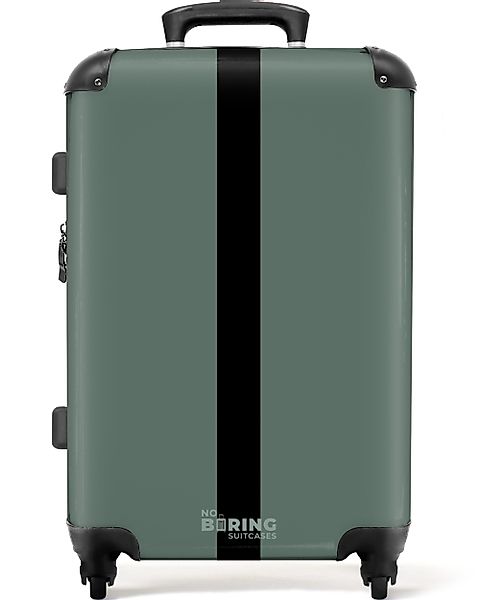 NoBoringSuitcases.com© Hartschalen-Trolley Grün mit schwarzem Streifen günstig online kaufen