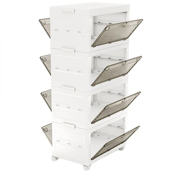 Costway Aufbewahrungsbox 168 L 4er Set mit Zweiweg-Türen Weiß günstig online kaufen