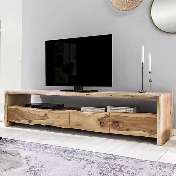 Fernsehunterschrank mit natürlicher Baumkante Akazie Massivholz günstig online kaufen