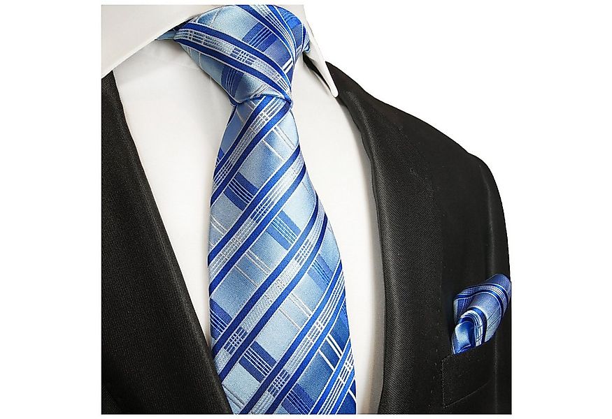 Paul Malone Krawatte Moderne Herren Seidenkrawatte mit Tuch gestreift 100% günstig online kaufen