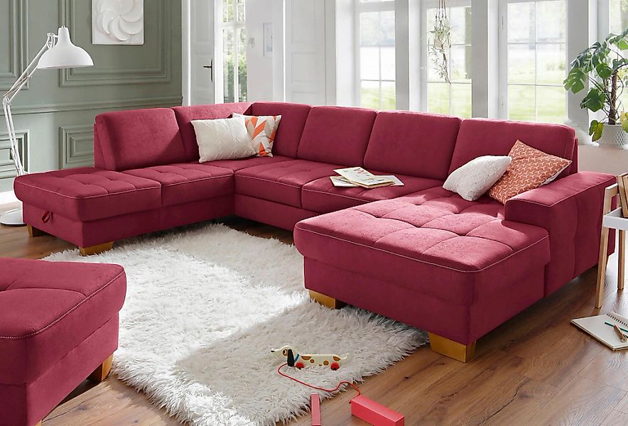 Home affaire Wohnlandschaft "Puccini U-Form" mit Federkern, Sitztiefenverst günstig online kaufen