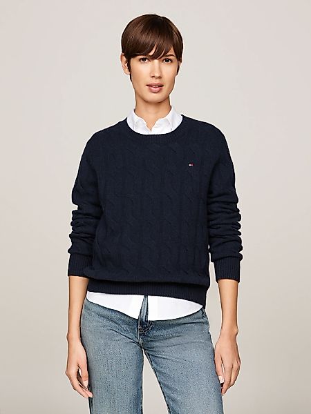 Tommy Hilfiger Strickpullover "SOFT WOOL CABLE C-NK", mit Zopfmuster, aus r günstig online kaufen