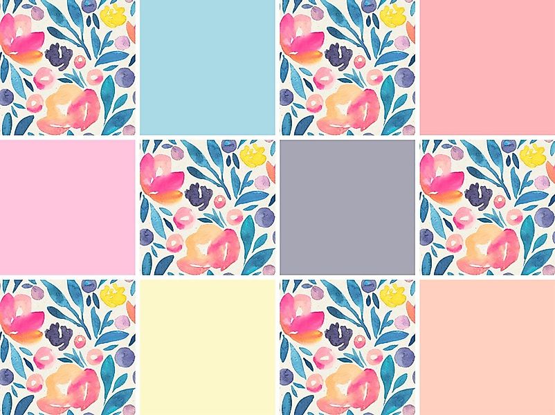 queence Fliesenaufkleber Blumen, Stickerfliesen, selbstklebend, Sticker, günstig online kaufen