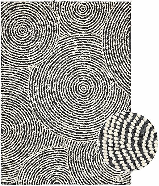 my home Wollteppich Wolly Kreis, handgewebt aus Wolle, rechteckig, Höhe: 10 günstig online kaufen