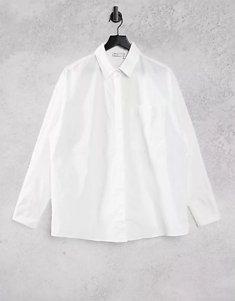 ASOS DESIGN – Fuller Bust – Langärmliges Boyfriend-Hemd aus Baumwolle in We günstig online kaufen