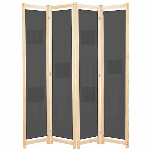 vidaXL 4-teiliger Raumteiler Grau 160 x 170 x 4 cm Stoff günstig online kaufen