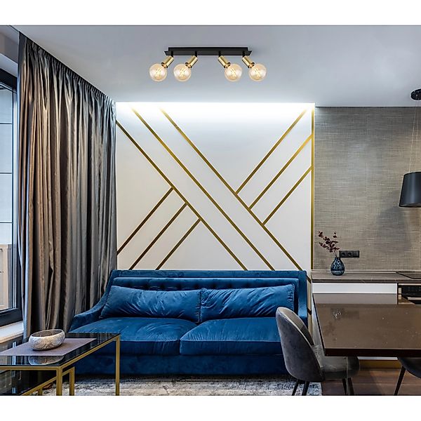 Globo Strahler Liliana 4-flammig Schwarz matt 500 x 60 x 105 mm günstig online kaufen