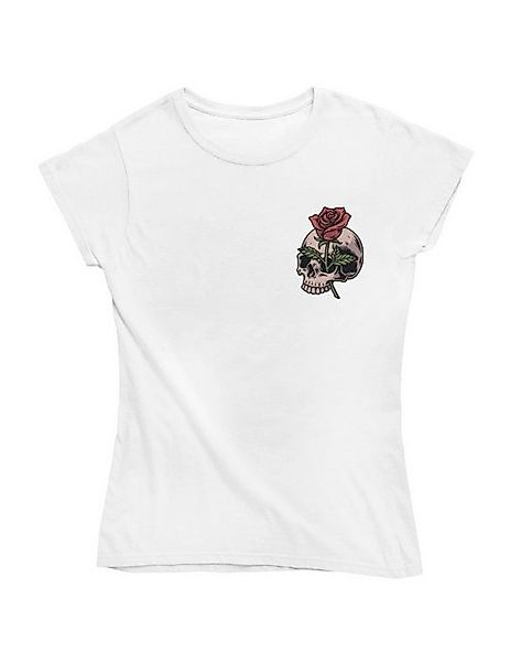 Novux T-Shirt Rosy Skull Damen Tshirt Farbe Weiß günstig online kaufen