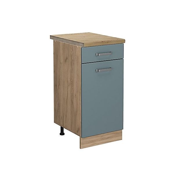 Vicco Küchenunterschrank R-Line Blau-Grau/Goldkraft Eiche 40 cm AP Eiche günstig online kaufen