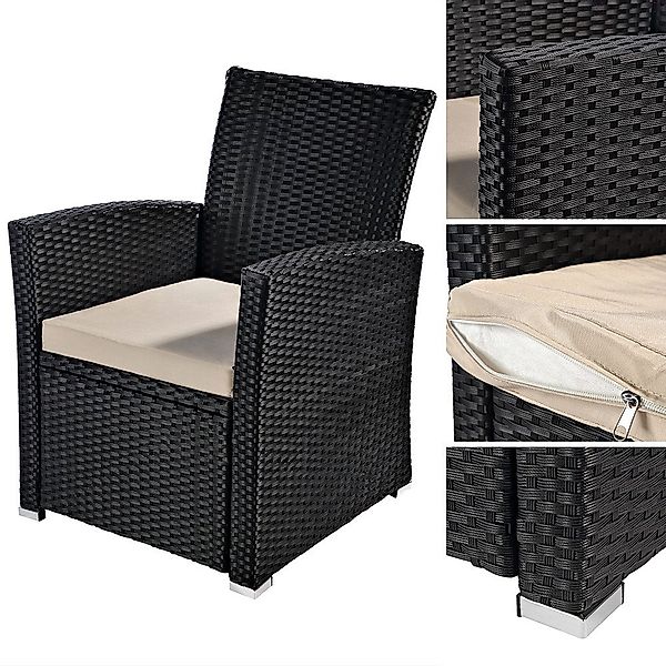 Melko Gartensessel Rattansessel Sessel Schwarz Rattan günstig online kaufen