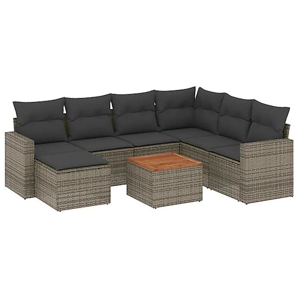 vidaXL 8-Tlg Garten-Sofagarnitur mit Kissen Grau Poly Rattan 3224240 günstig online kaufen