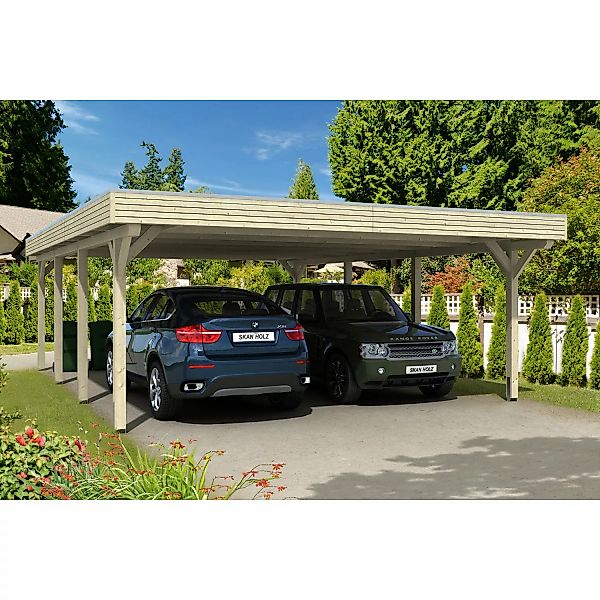 Skan Holz Flachdach-Doppelcarport Spessart 611 cm x 846 cm günstig online kaufen