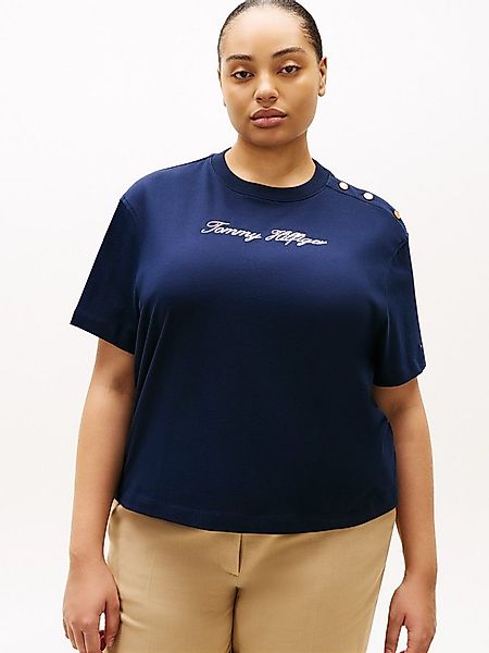 Tommy Hilfiger Curve Kurzarmshirt CRV GOLD BTN SCRIPT MDRN SS TEE in großen günstig online kaufen