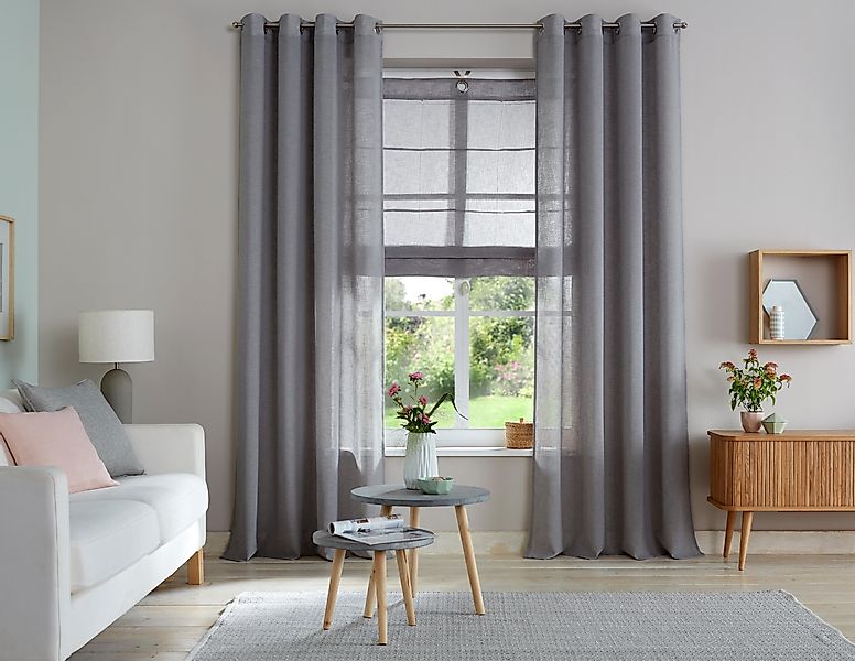 my home Gardine "Fiete" Ösen 1 Stk. tlg. Leinen Optik, monochrom, basic, pf günstig online kaufen