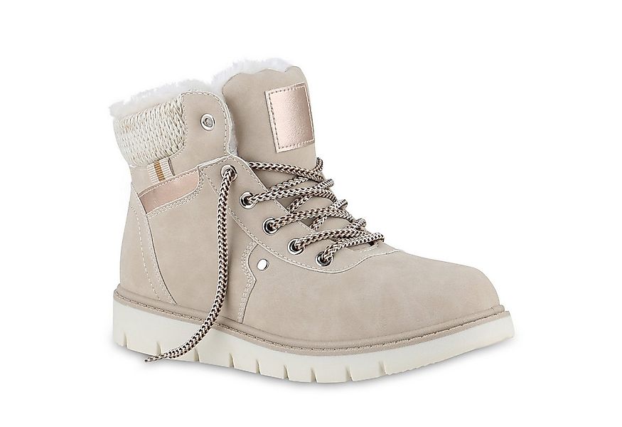 VAN HILL Damen Warm Gefüttert Worker Boots Stiefelette Strick Winter Schuhe günstig online kaufen