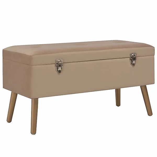 Bank Mit Stauraum 80 Cm Beige Samt günstig online kaufen