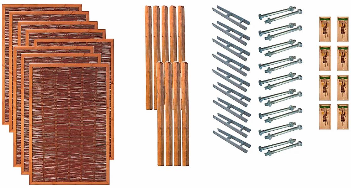 Tetzner & Jentzsch Weidenzaun "Fresno 6" 8 Elemente, LxH: 1041x180 cm günstig online kaufen