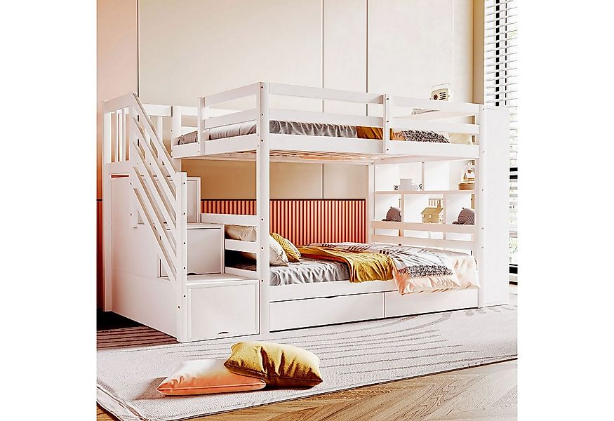 Odikalo Etagenbett Kinderbett 90x200 mit Lattenrost und Stauraum (Etagenbet günstig online kaufen
