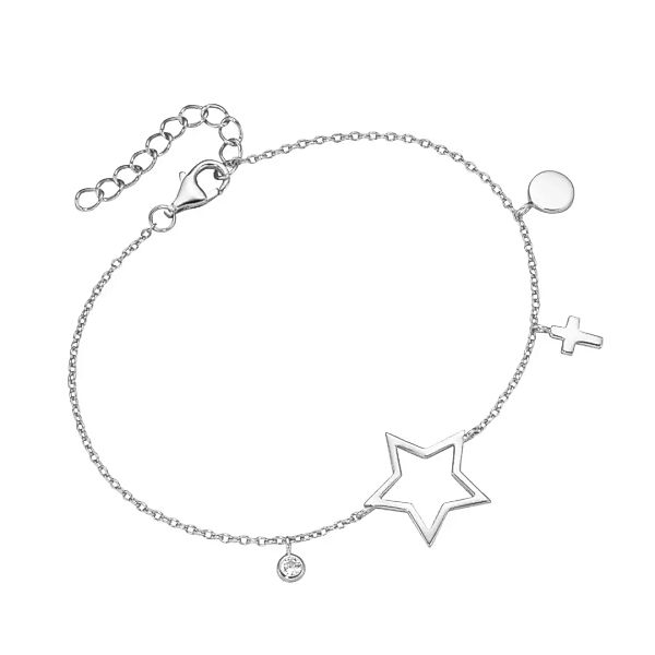 Smart Jewel Armband "mit Stern, Kreuz, Plättchen, Zirkonia, Silber 925" günstig online kaufen