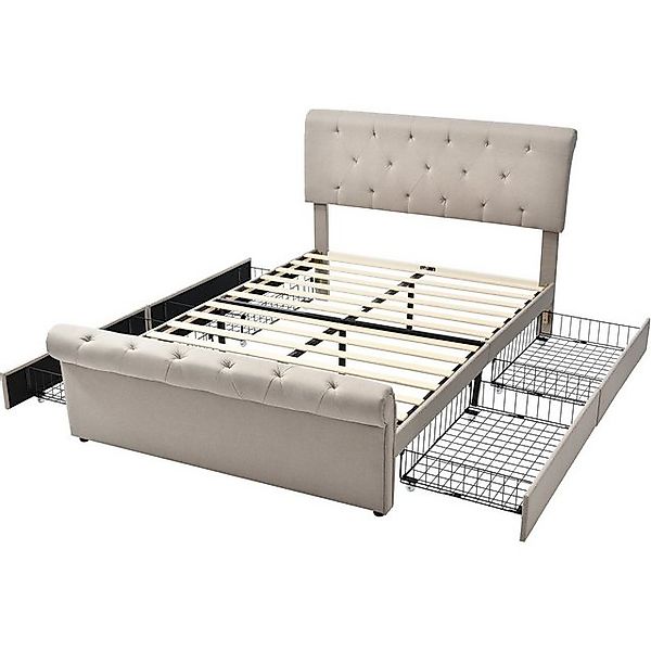 Gotagee Polsterbett Einzelbett Funktionsbett 4 Schubladen Flaches Bett Bett günstig online kaufen