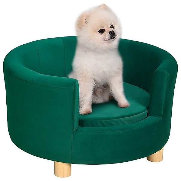 PawHut Hundebett  Elegantes Hundesofa mit weichem Bezug & Holzbeinen, 65x64 günstig online kaufen