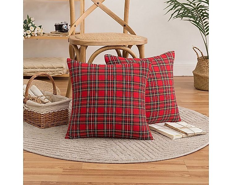 Rosnek Kissenbezug Kariert Kissenbezug Weihnachten Kissenhülle Wohnkultur,4 günstig online kaufen