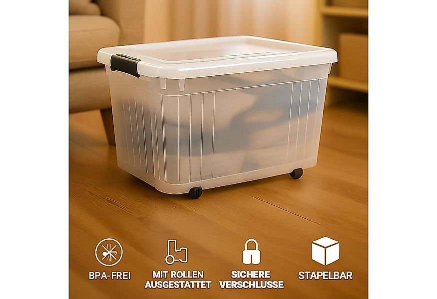 Plastard Aufbewahrungsbox mit Deckel & Rollen 15 - 110 Liter Stapelbar, Tra günstig online kaufen